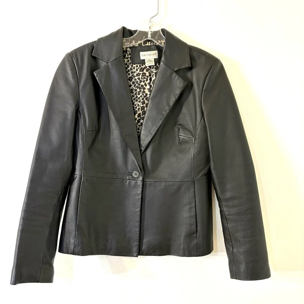 Vintage 90s Y2K Leather Jacket goth Whimsigoth minimalist grunge emo punk S - Picture 14 of 16